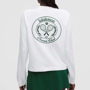 Lululemon Cotton French Terry Crewneck Pullover Tennis Club White Alouette Small